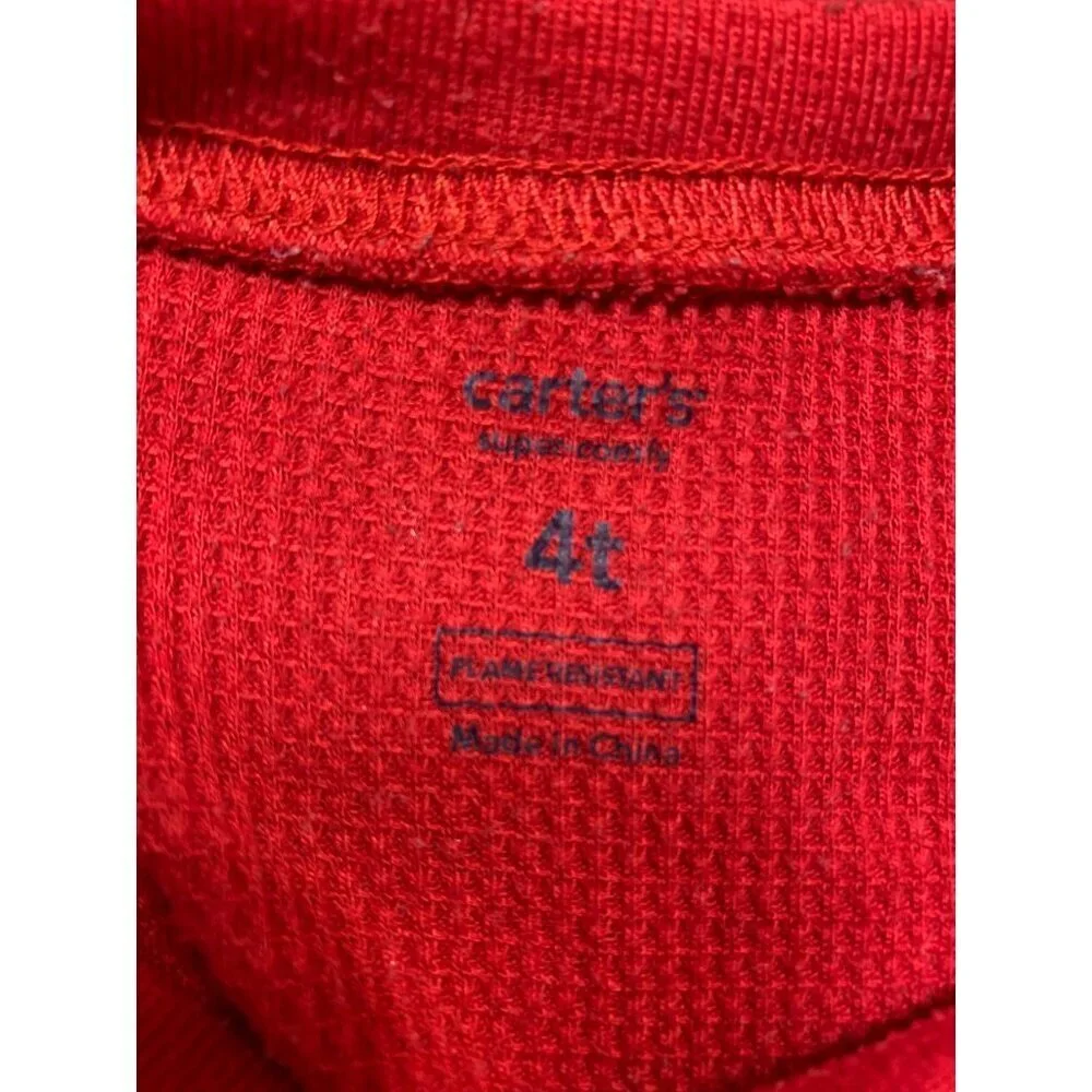 Carters Dinosaur Long Sleeve Thermal T Shirt Toddler Boys Size 4T Red AC1